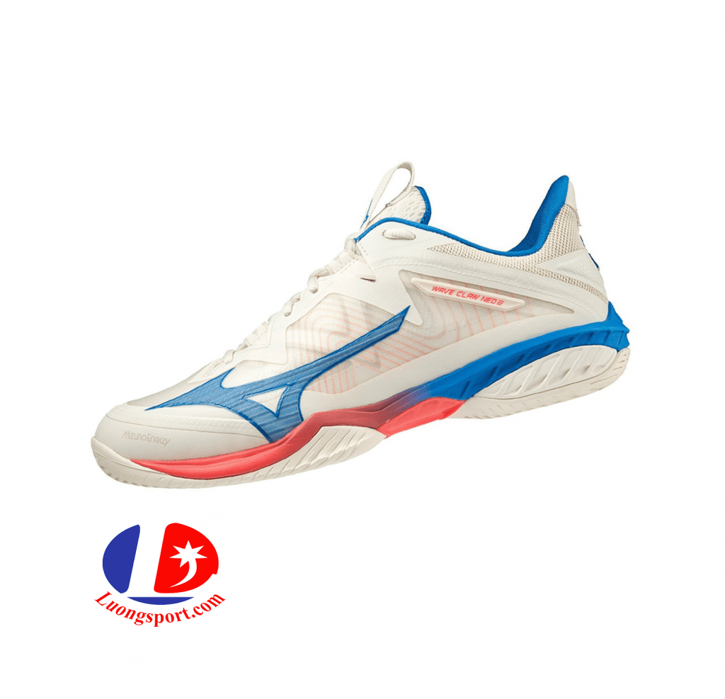 Giày Cầu Lông Mizuno Wave Claw Neo 2 - Trắng Xanh Cam 