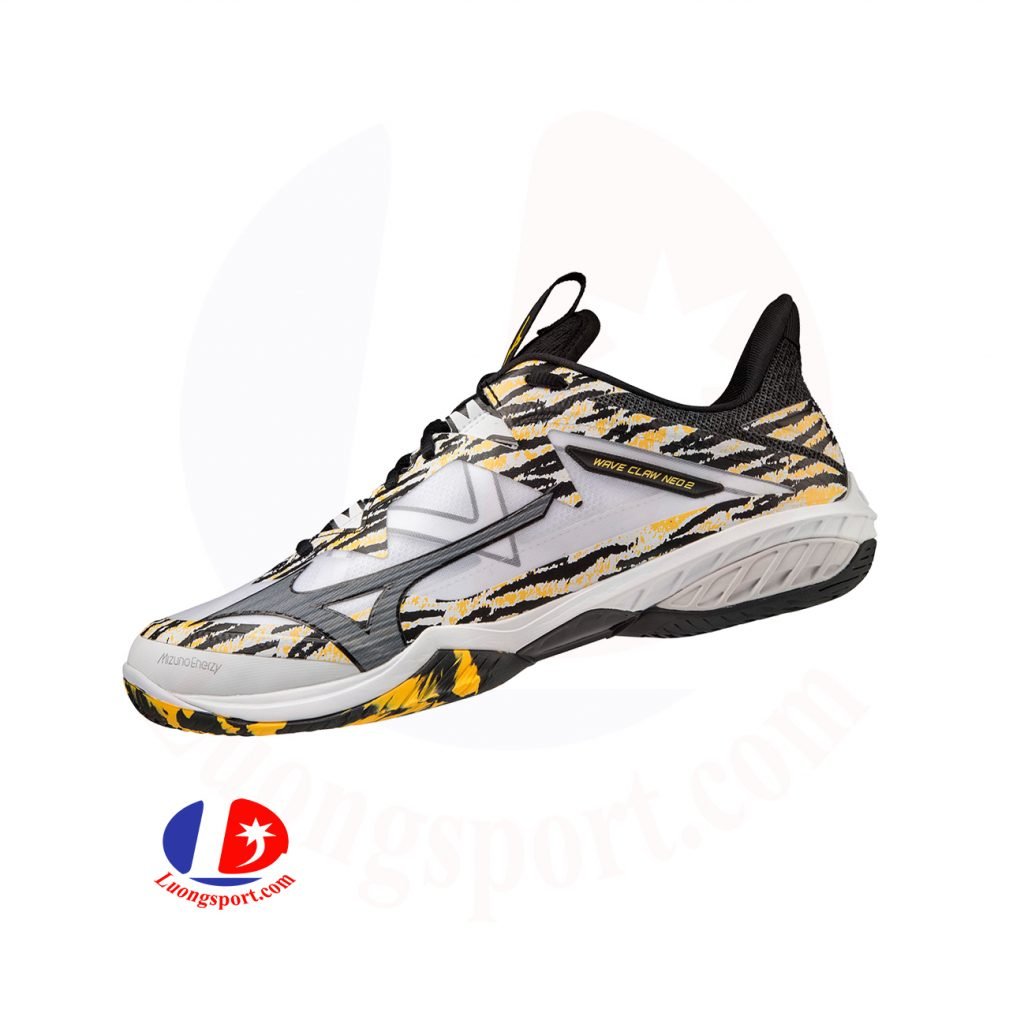Giày Cầu Lông Mizuno Wave Claw Neo 2 - Trắng Vàng Chính Hãng