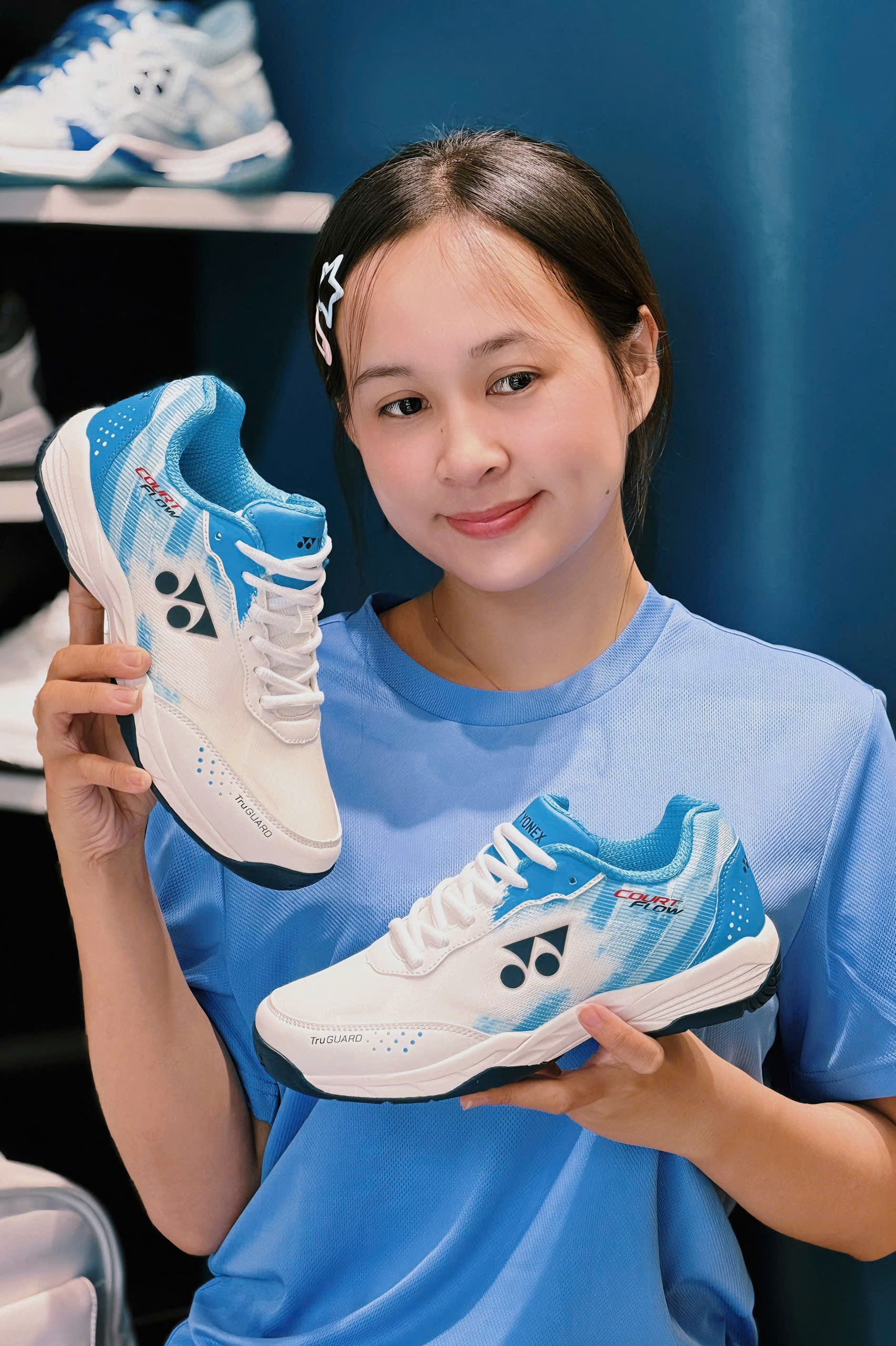 Giày cầu lông Yonex Court Flow Màu trắng / xanh (Dành cho Nữ ) - Ảnh 2